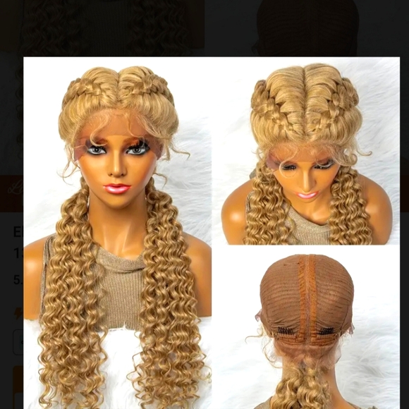 Hand Braided Synthetic Deep Wave Lace Wig plus free zippered wig bag with hanger - Picture 2 of 10